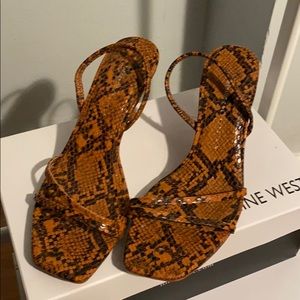 Zara snake print strappy heels